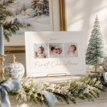 Primeiro Natal com Borda Azul Bebê Clássico Preppy