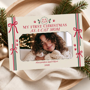 Cartão De Festividades Primeiro Natal da Mãe do Gato Foto