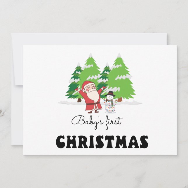 Cartão De Festividades Primeiro Natal do Bebê (Frente)