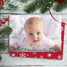 Primeiro Natal do Bebê Foto Flocos de Neve Tipogra