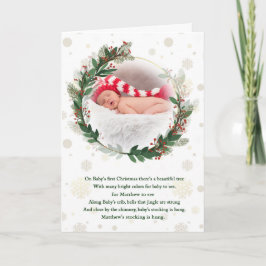 Cartão De Festividades Primeiro Natal Do Bebê Poema Doce