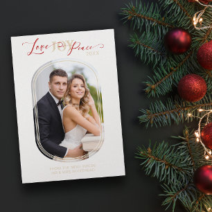 Cartão De Festividades Primeiro Natal dos Recém-Casados Foto Moderna em M