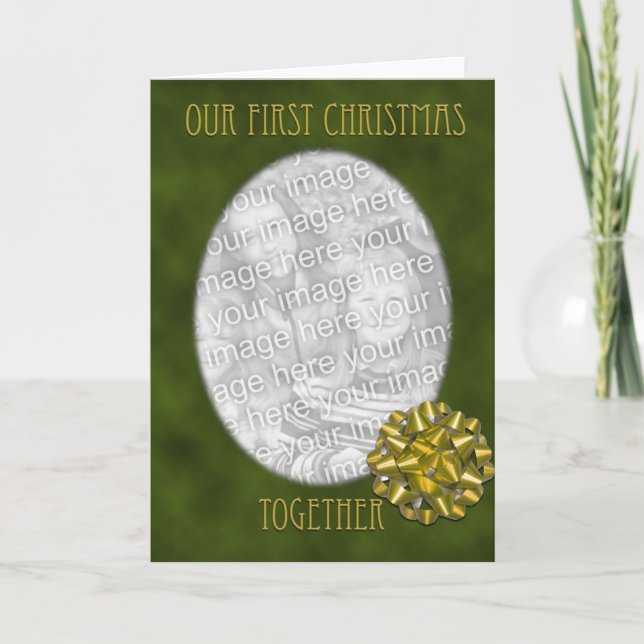 Cartão De Festividades Primeiro Natal Junto com o Arco (Frente)