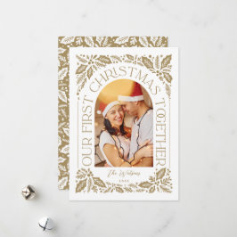 Cartão De Festividades Primeiro Natal Juntos Arco 3 Colagem de Fotos