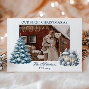 Cartão De Festividades Primeiro Natal Juntos em Foto