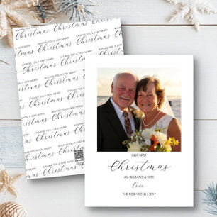 Cartão De Festividades Primeiro Natal Sr e Sra Quadrado de Foto Simples