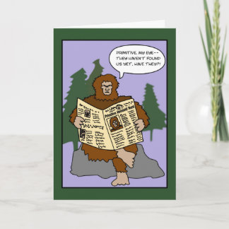 Cartão De Festividades Primitive Cartoon Funny Sasquatch Christmas Card
