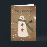 Cartão De Festividades Primitive Snowman Christmas Card<br><div class="desc">This Primitive Snowman Christmas Card features all mouse drawn art by Sandi Frunzi of Mousefx Art. Great to share with all your Primitive country loving friends.</div>