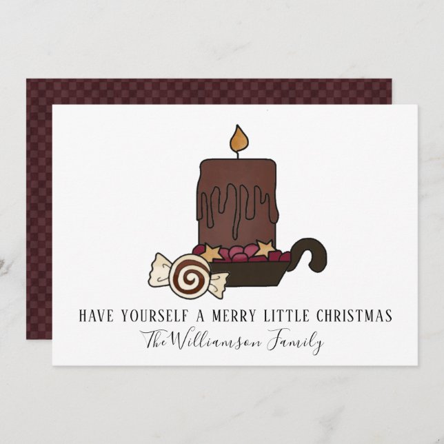 Cartão De Festividades Primitivo Grubby Candle e Estrelas Feliz Natal (Frente/Verso)