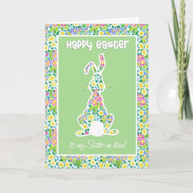 Cartão De Festividades Primroses Cute Bunny Rabbit Easter, Sister-in-law (Frente)