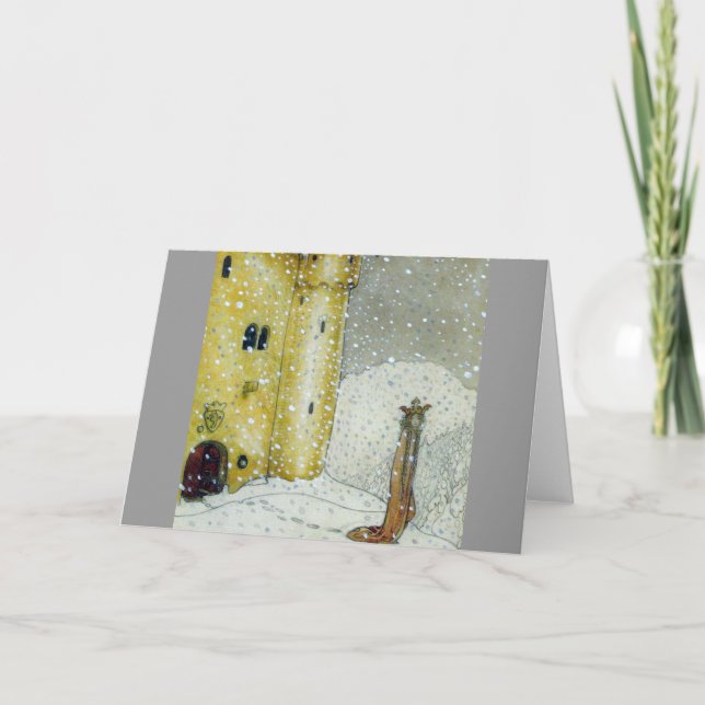 Cartão De Festividades Princessa pelo castelo nevado (Frente)