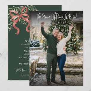 Cartão De Festividades Príncipe Da Paz Arco Mão Script Foto Natal