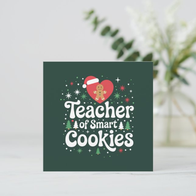Cartão De Festividades Professor de Natal de Biscoitos Inteligentes (Em pé/Frente)