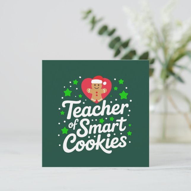 Cartão De Festividades Professor de Natal de Biscoitos Inteligentes Vida  (Em pé/Frente)