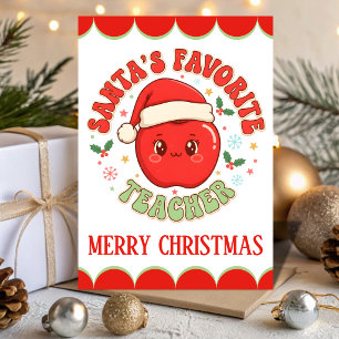 Cartão De Festividades Professor Favorito do Papai Noel Natal Divertido