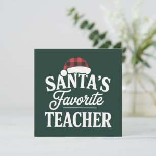 Cartão De Festividades Professor Favorito do Papai Noel Natal Ensina Alun