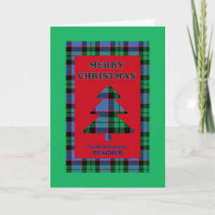 Cartão De Festividades Professora, Árvore de Natal de Tartan