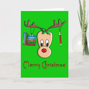 Cartão De Festividades Professora Reindeer de Natal — Presentes Adoráveis
