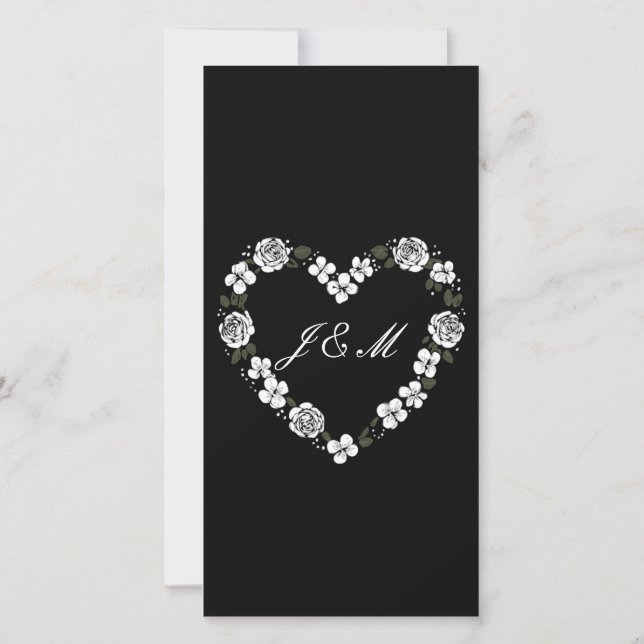 Cartão De Festividades Programme de mariage en noir et blanc   (Verso)