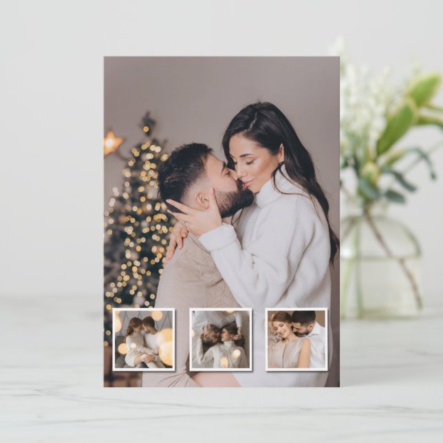 Cartão De Festividades Projete sua própria colagem de 4 fotos (Em pé/Frente)