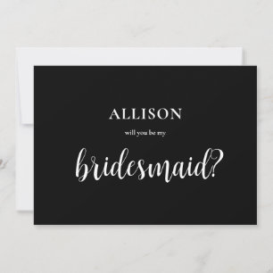 Cartão De Festividades Proposta da Modern Boho Black and White Bridesmaid
