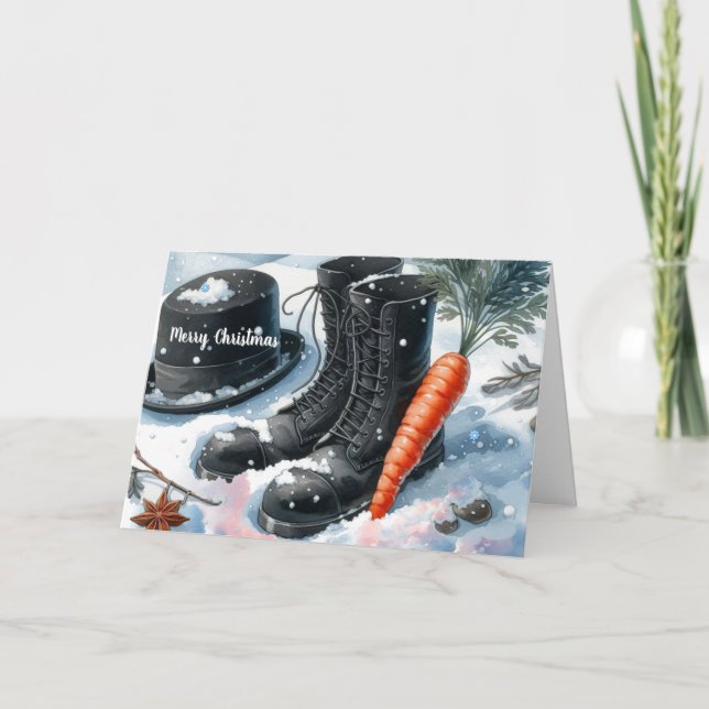 Cartão De Festividades Provas do Natal do Homem de Neve (Frente)