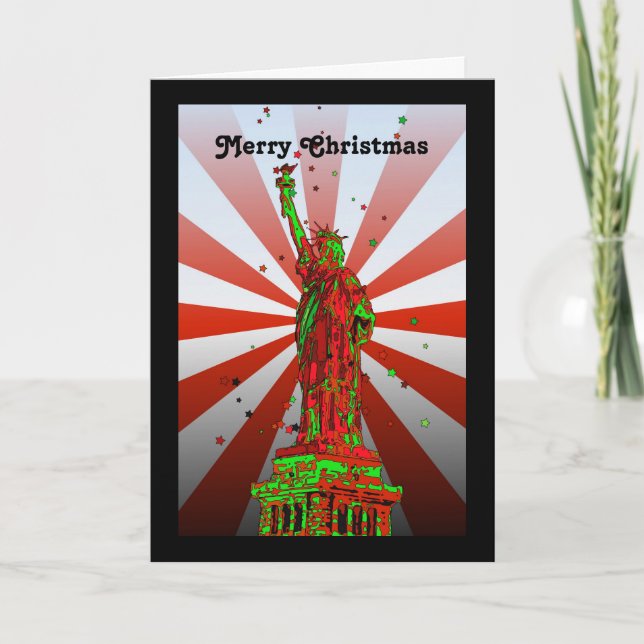 Cartão De Festividades Psicodélica NYC: Estátua do Natal da Liberdade #2 (Frente)