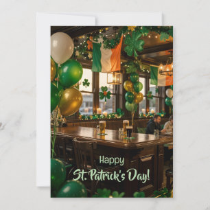 Cartão De Festividades Pub irlandês pronto para a festa do dia de São Pat
