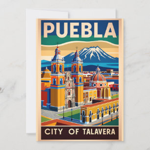 Cartão De Festividades Puebla Antiga Cidade do México Talavera Retro