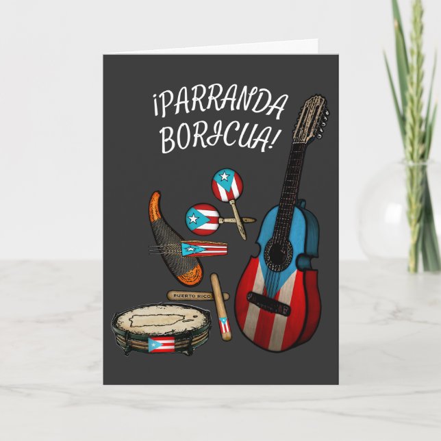 Cartão De Festividades Puerto Rican Flag Parranda Boricua (Frente)