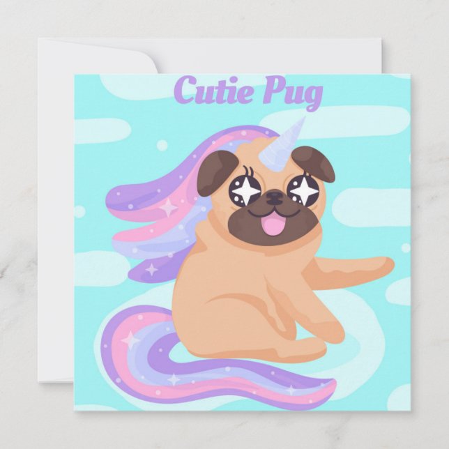 Cartão De Festividades Pug (Frente)