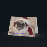 Cartão De Festividades Pug Christmas Card<br><div class="desc">Pug Christmas card with paw prints on inside cover.  All text can be personalized or edited to your choice.</div>