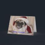 Cartão De Festividades Pug Christmas Card<br><div class="desc">Pug Christmas card with paw prints on inside cover.  All text can be personalized or edited to your choice.</div>