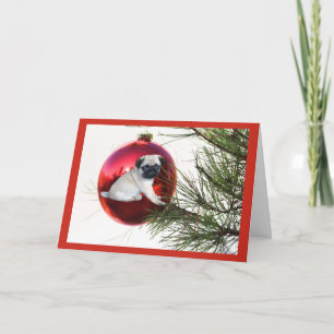 Cartão De Festividades Pug Christmas Card Hanging Ball