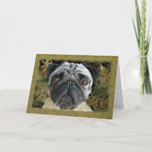 Cartão De Festividades Pug Christmas card - look into her eyes...