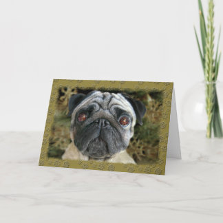 Cartão De Festividades Pug Christmas card - look into her eyes...