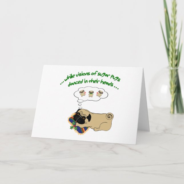 Cartão De Festividades Pug de Açúcar de Natal (Frente)