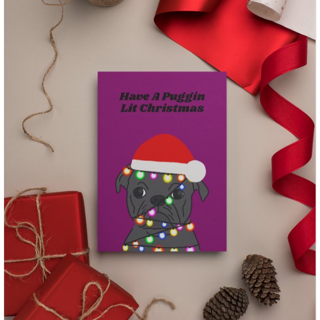 Cartão De Festividades Pug Dog Christmas (Criador carregado)