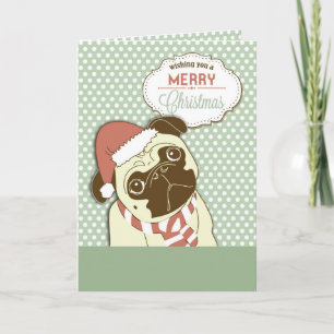 Cartão De Festividades Pug Dog Feliz Natal