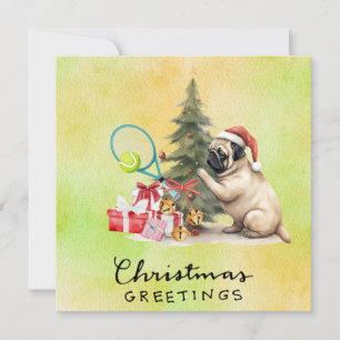 Cartão De Festividades PUG Dog Tênis Natal temático