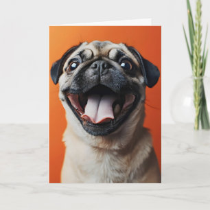 Cartão De Festividades Pug Feliz Cachorro Fofo