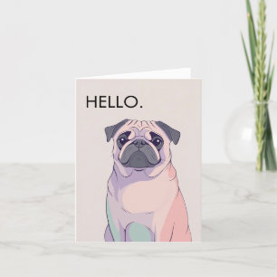 Cartão De Festividades Pug Greeting Card - Arte de Cachorro Retroativo -