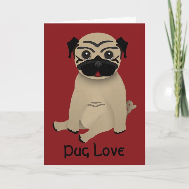 Cartão De Festividades Pug Love Valentines Card (Frente)