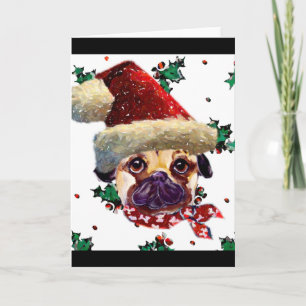 Cartão De Festividades Pug Papai Noel
