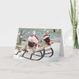 Cartão De Festividades Pug Que O Espírito Do Natal Esteja Com Você