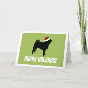 Cartão De Festividades Pug Santa Hat