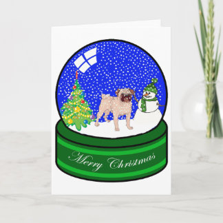 Cartão De Festividades pug snow globe
