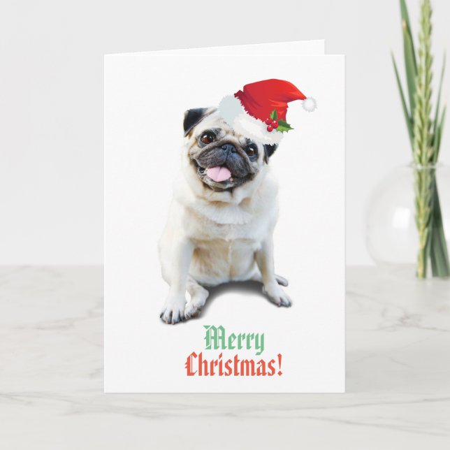 Cartão De Festividades Pug themed Merry Christmas! card (Frente)