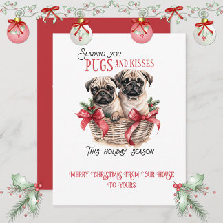 Cartão De Festividades Pug Whimsical Christmas |