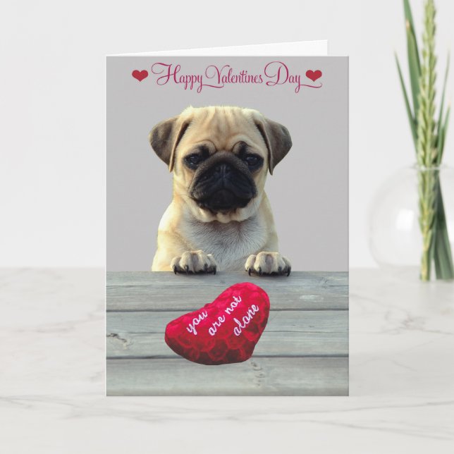 Cartão De Festividades Pug Wishing Happy Valentine's day greeting card (Frente)